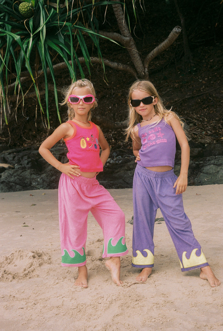 Wave Terry Pants - Guava Reef