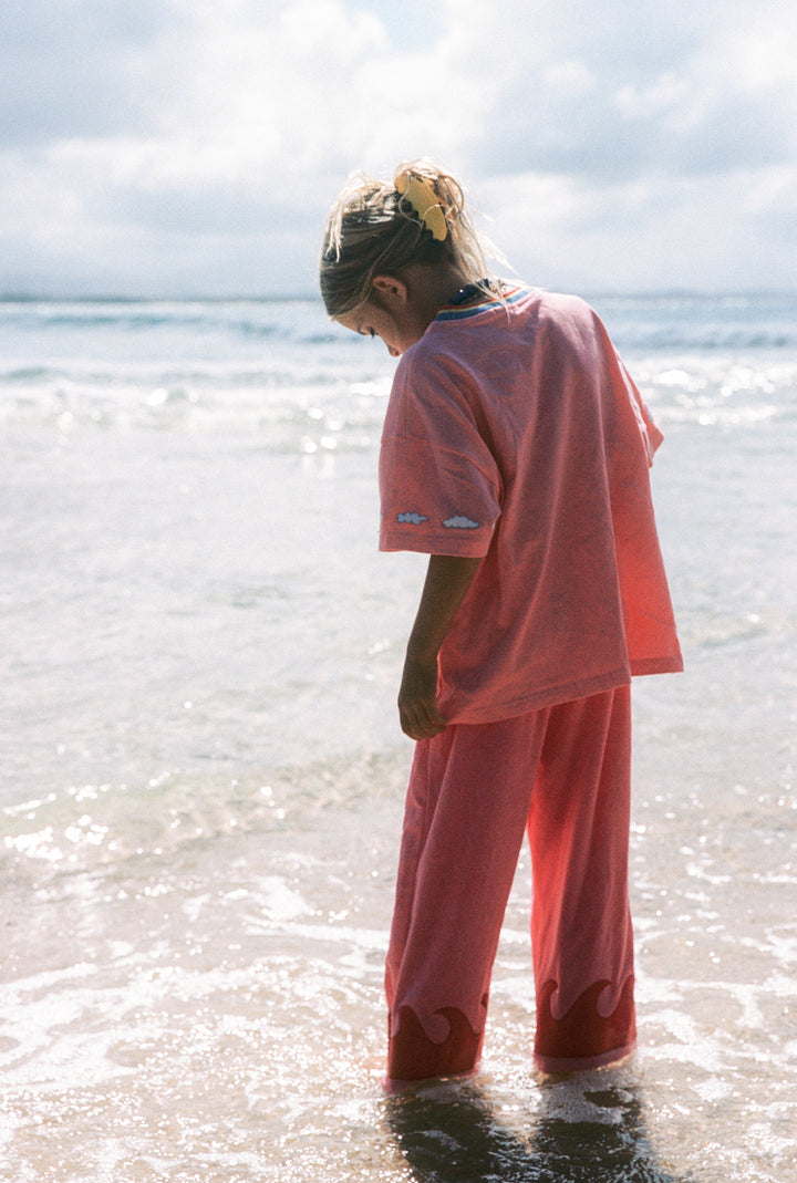 Wave Terry Pants - Coral Crush