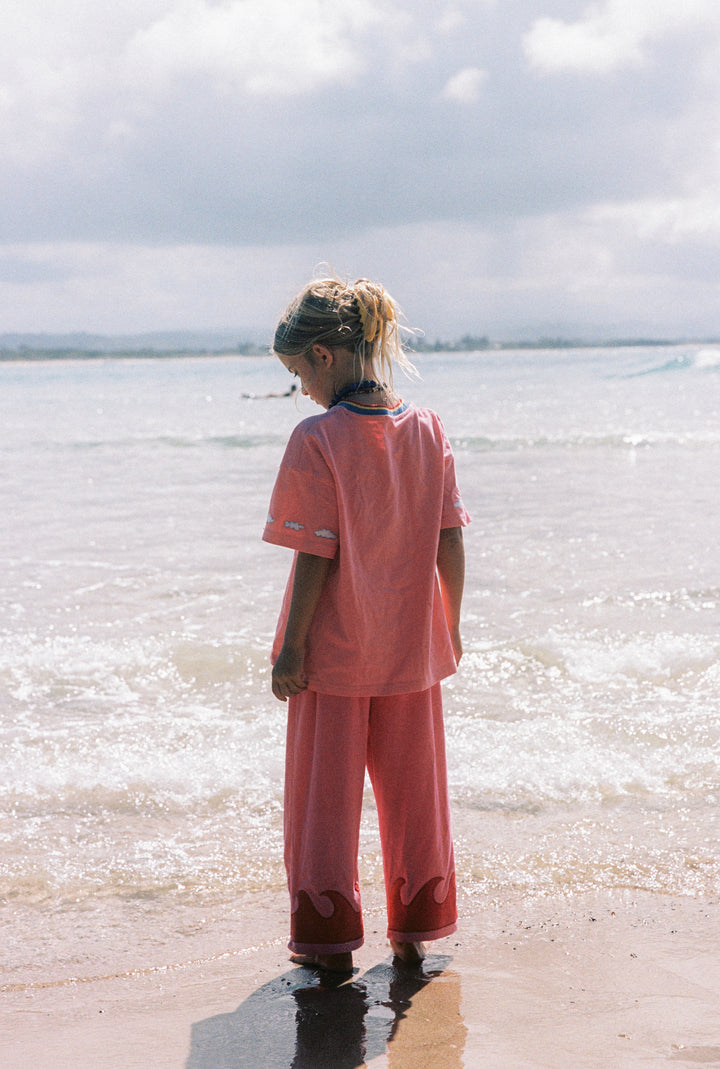 Wave Terry Pants - Coral Crush