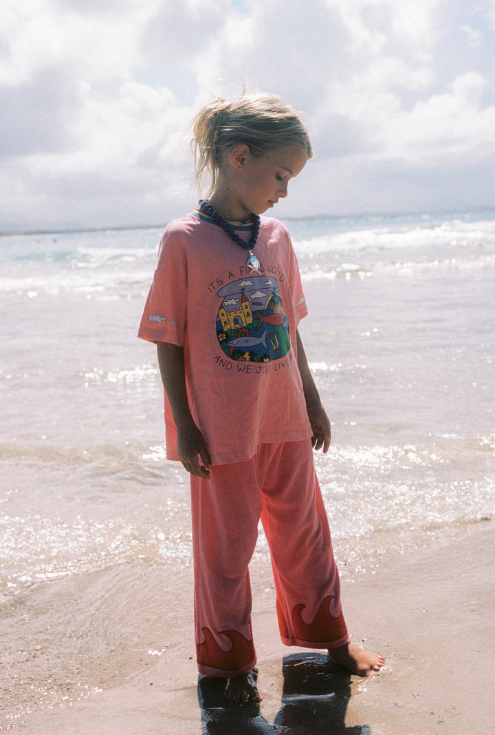 Wave Terry Pants - Coral Crush