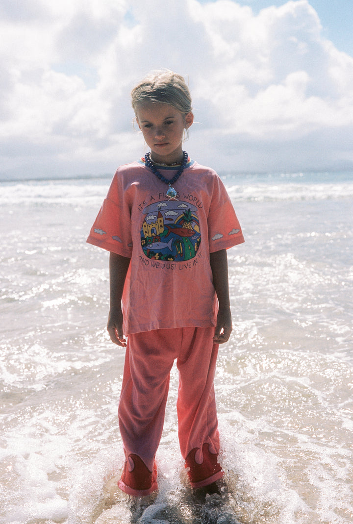 Wave Terry Pants - Coral Crush