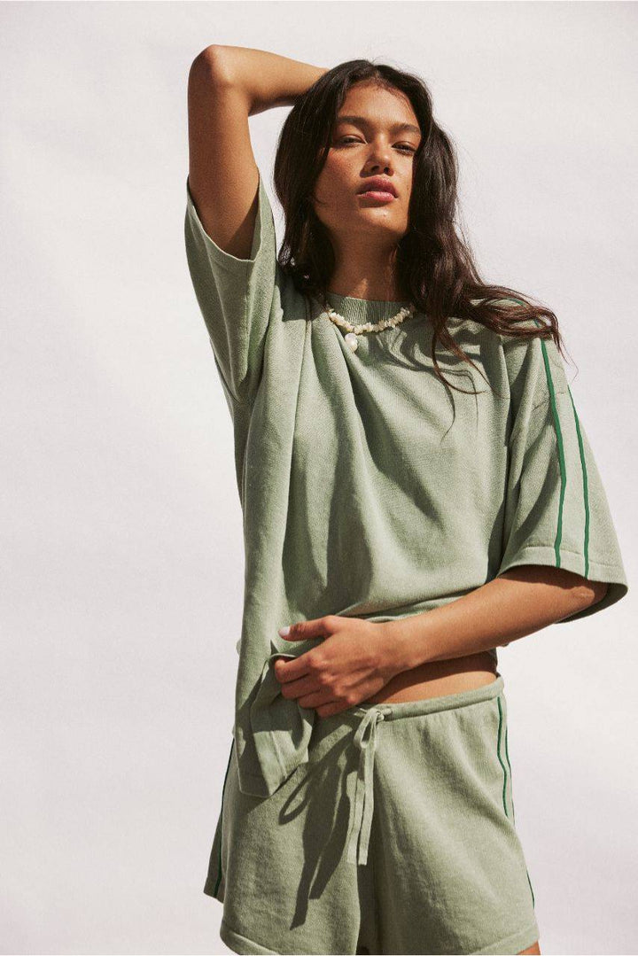 Pippa Drawcord Short - Eucalyptus & Sea Green