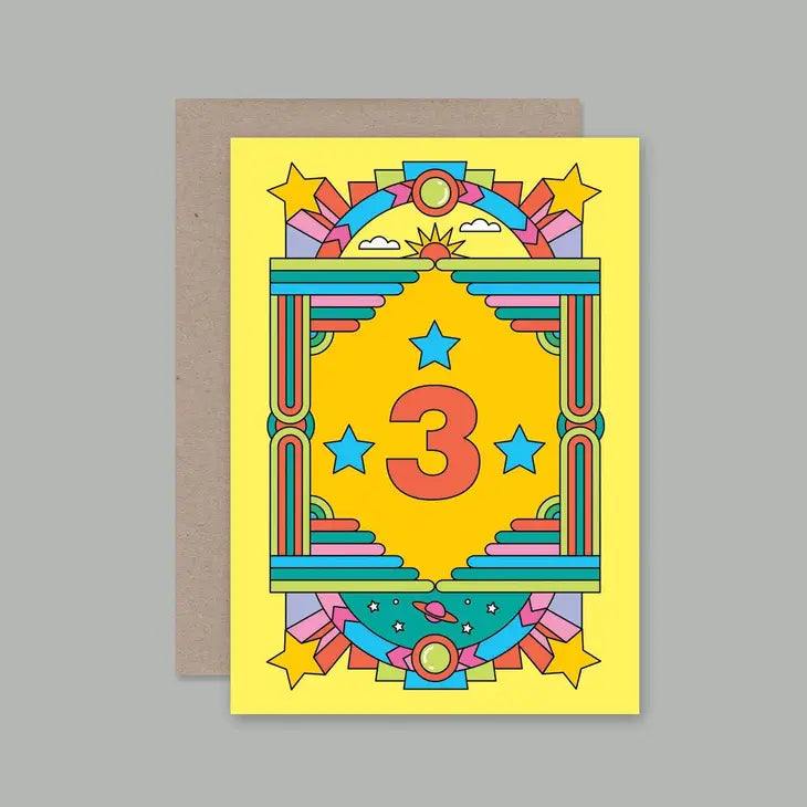 Colourful 3rd birthday card