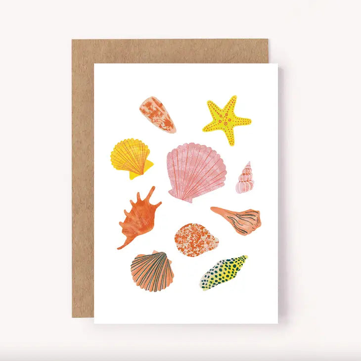 Seashells Greeting Card - Illustrated Shells Card | Beach