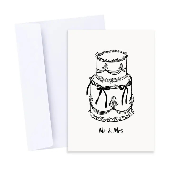 Mr & Mrs Vintage Wedding Cake Card