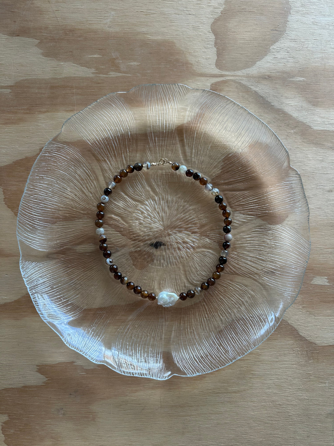 Las Rais - Beaded Necklace - Chocolate Pearl