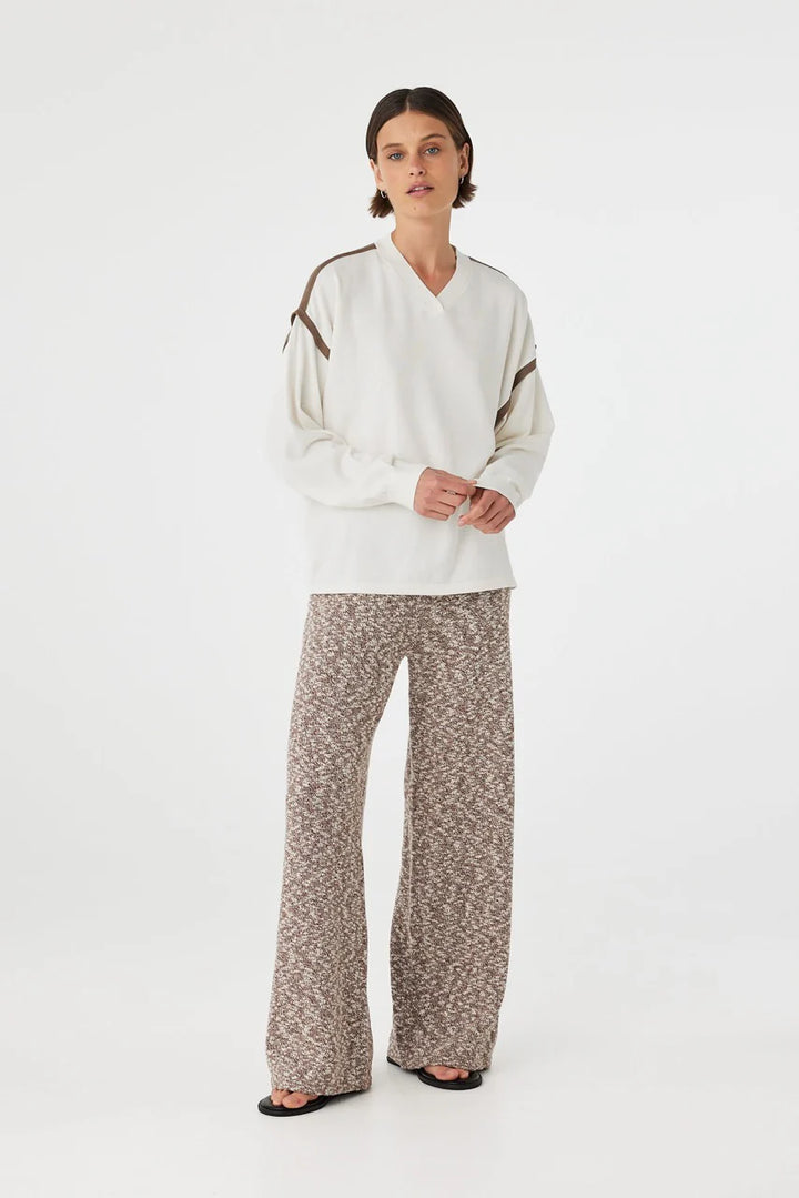 Eden Long Sleeve Tee - Cream and Espresso