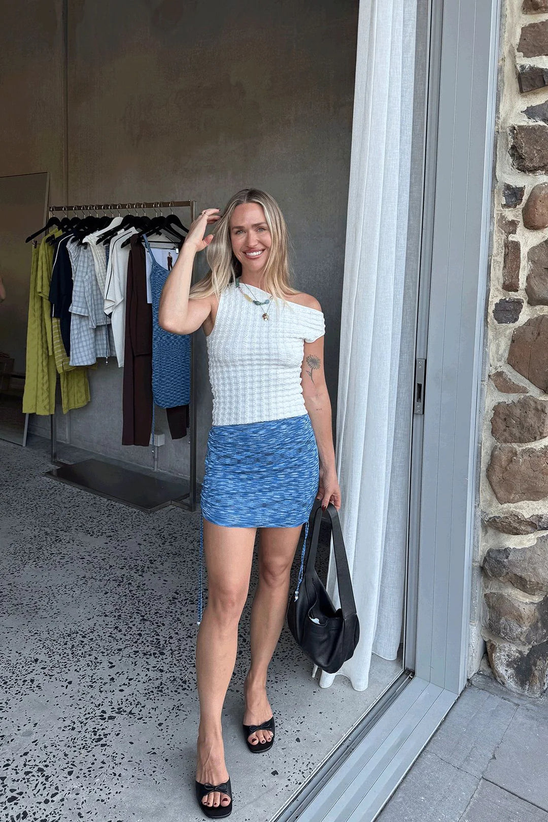 Emi Ruched Mini Skirt - Lapis