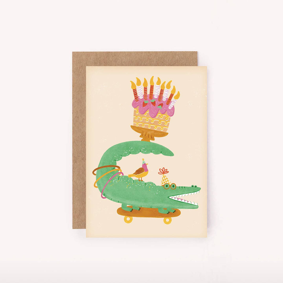 Crocodile Birthday Cake Mini Card