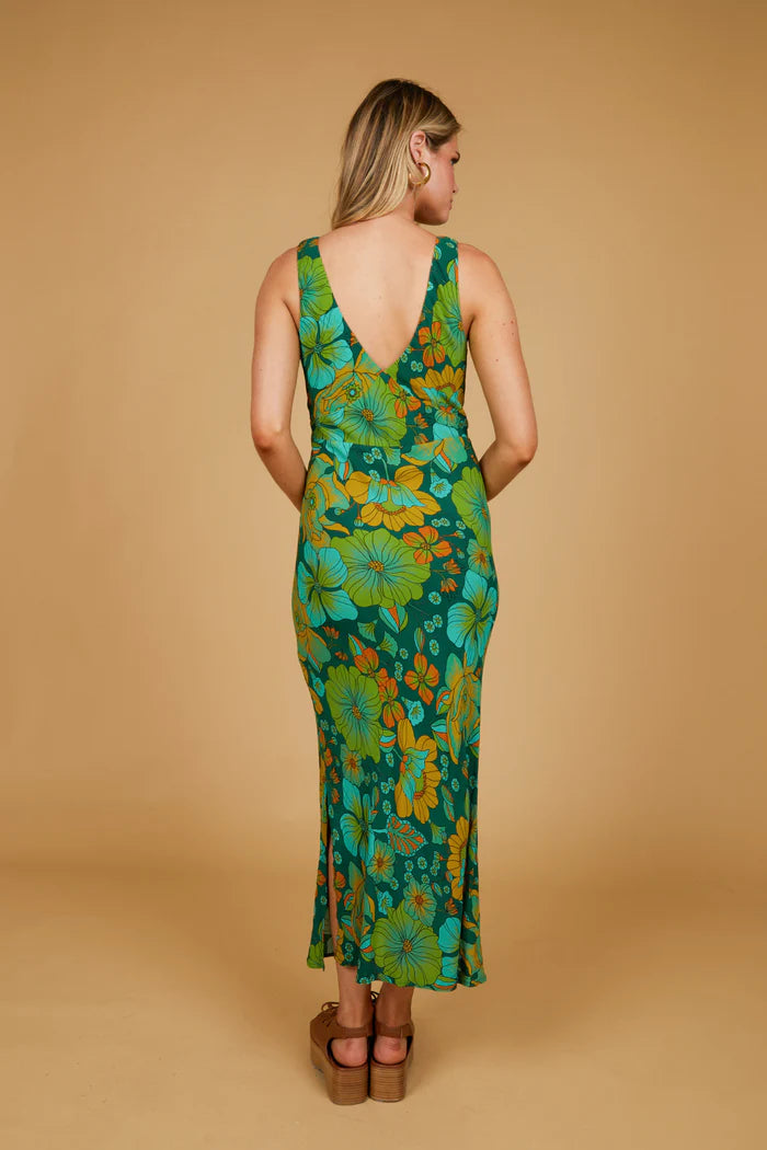 Sarah Bias Midi Dress - Emerald nine lives bazaar