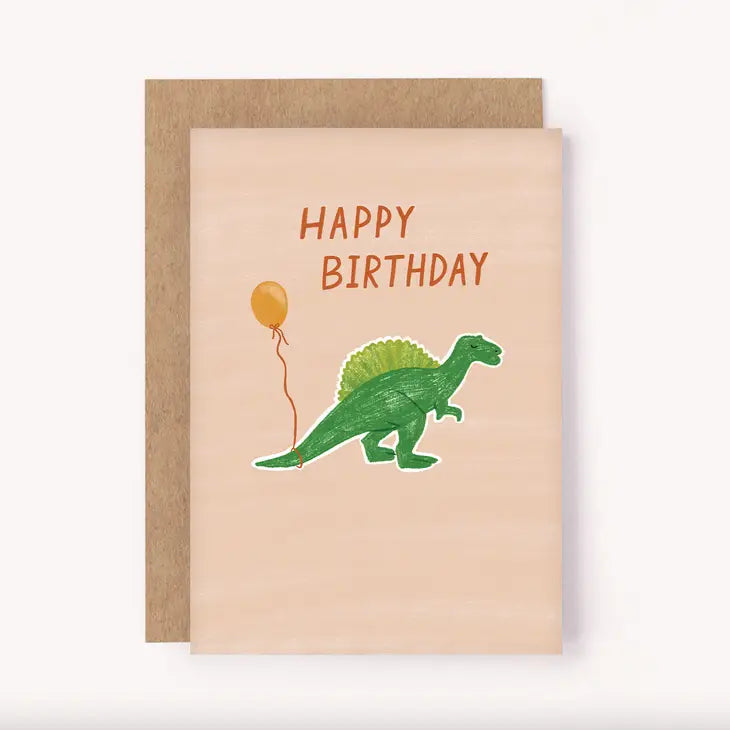 Dinosaur Happy Birthday Card - Cute Children's Greeting Card