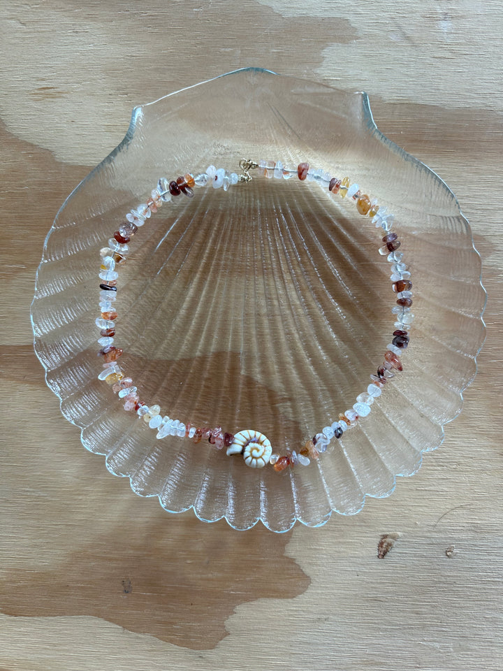 Las Rais - Beaded Necklace - Shell Multi
