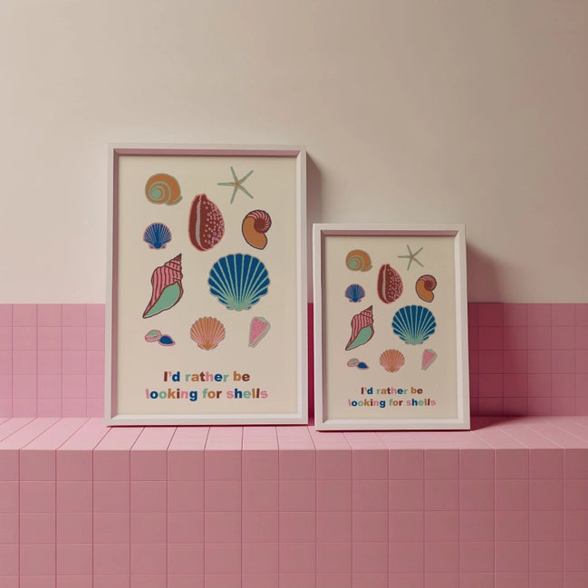 I'd Rather Be Looking For Shells Kids Print A4