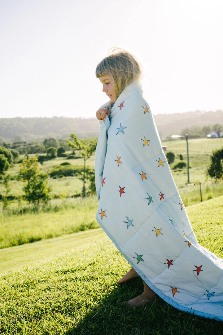 Retro Star Reversible Rainbow Quilt - COT