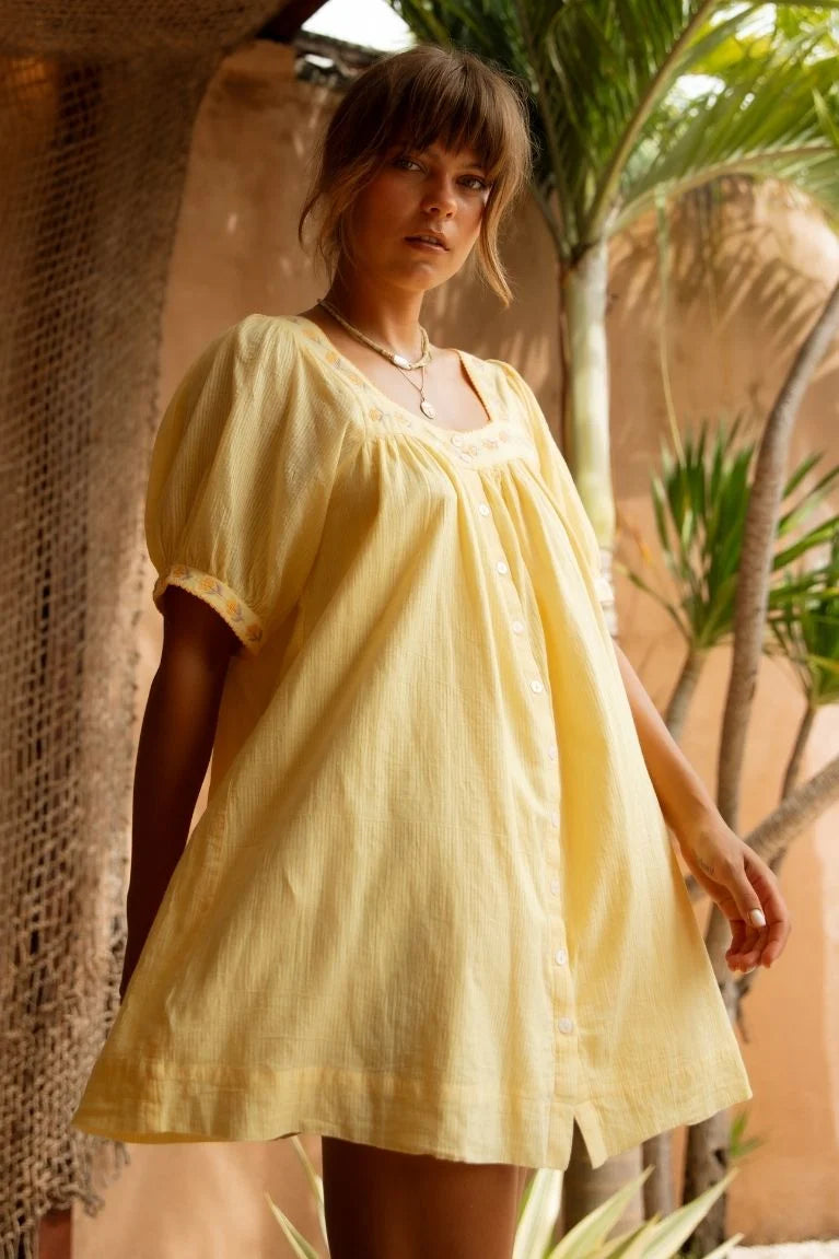 Gabby Mini Dress - Lemon