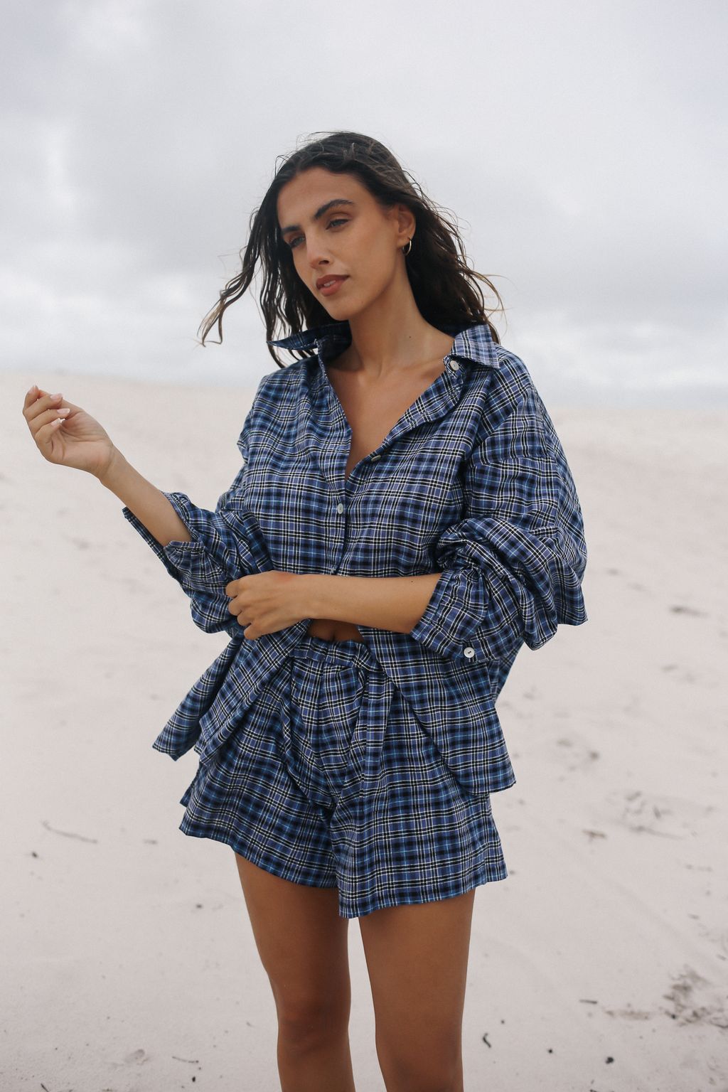 Ava Short - Navy Plaid