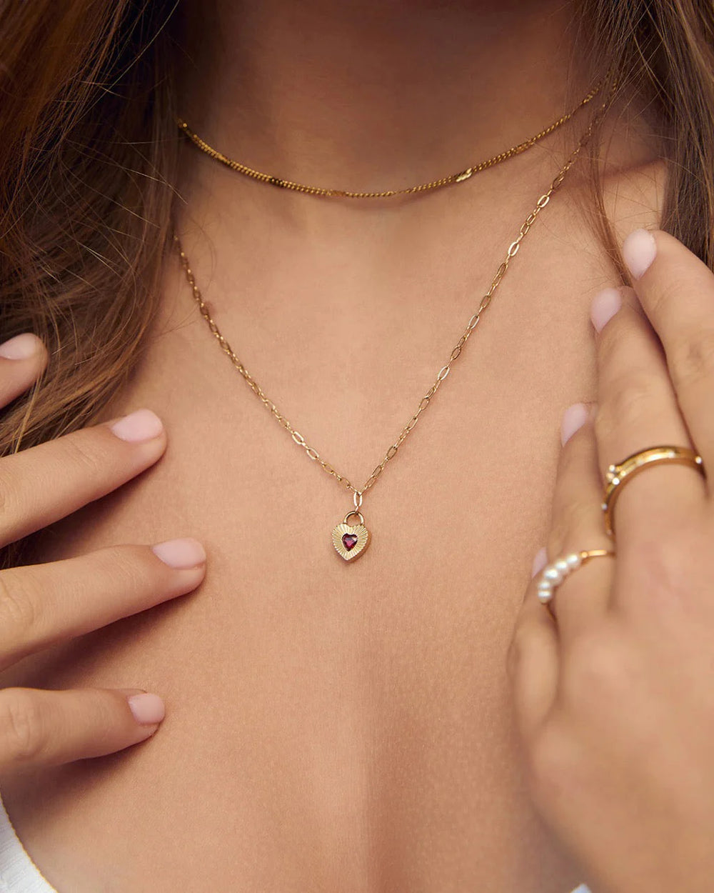 Ruby Heart Necklace - Red