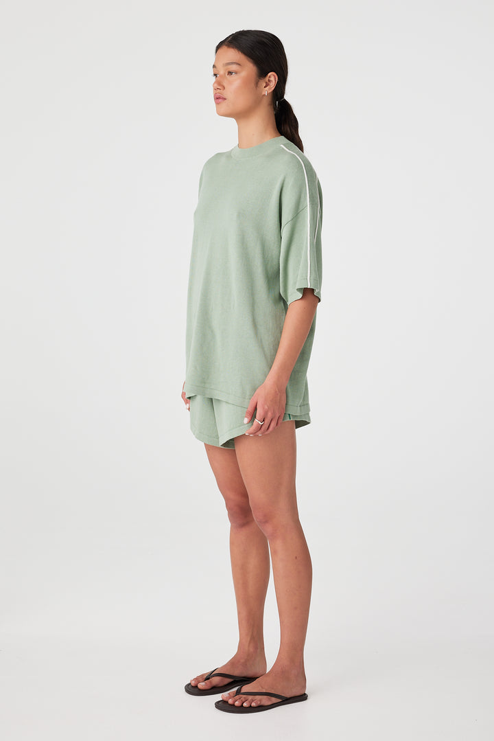 Pippa Oversized Tee - Eucalyptus & Sea Green