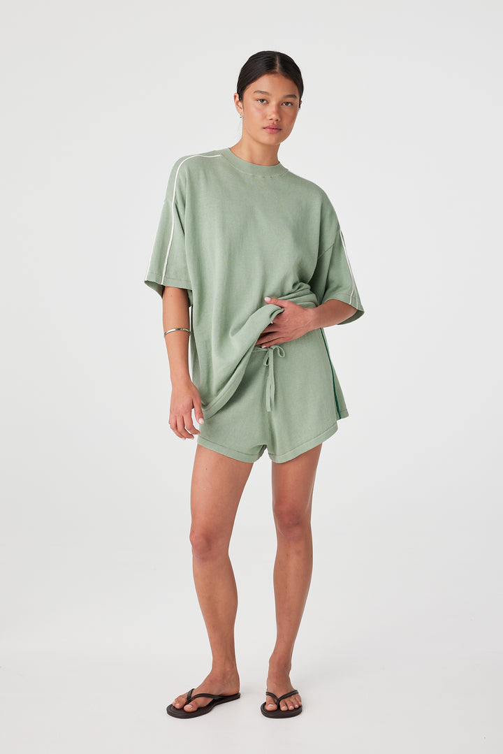 Pippa Drawcord Short - Eucalyptus & Sea Green