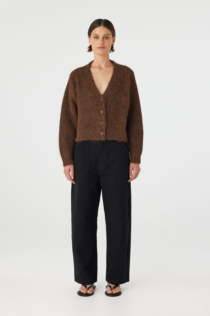 Liora Fluffy Cardigan - Espresso