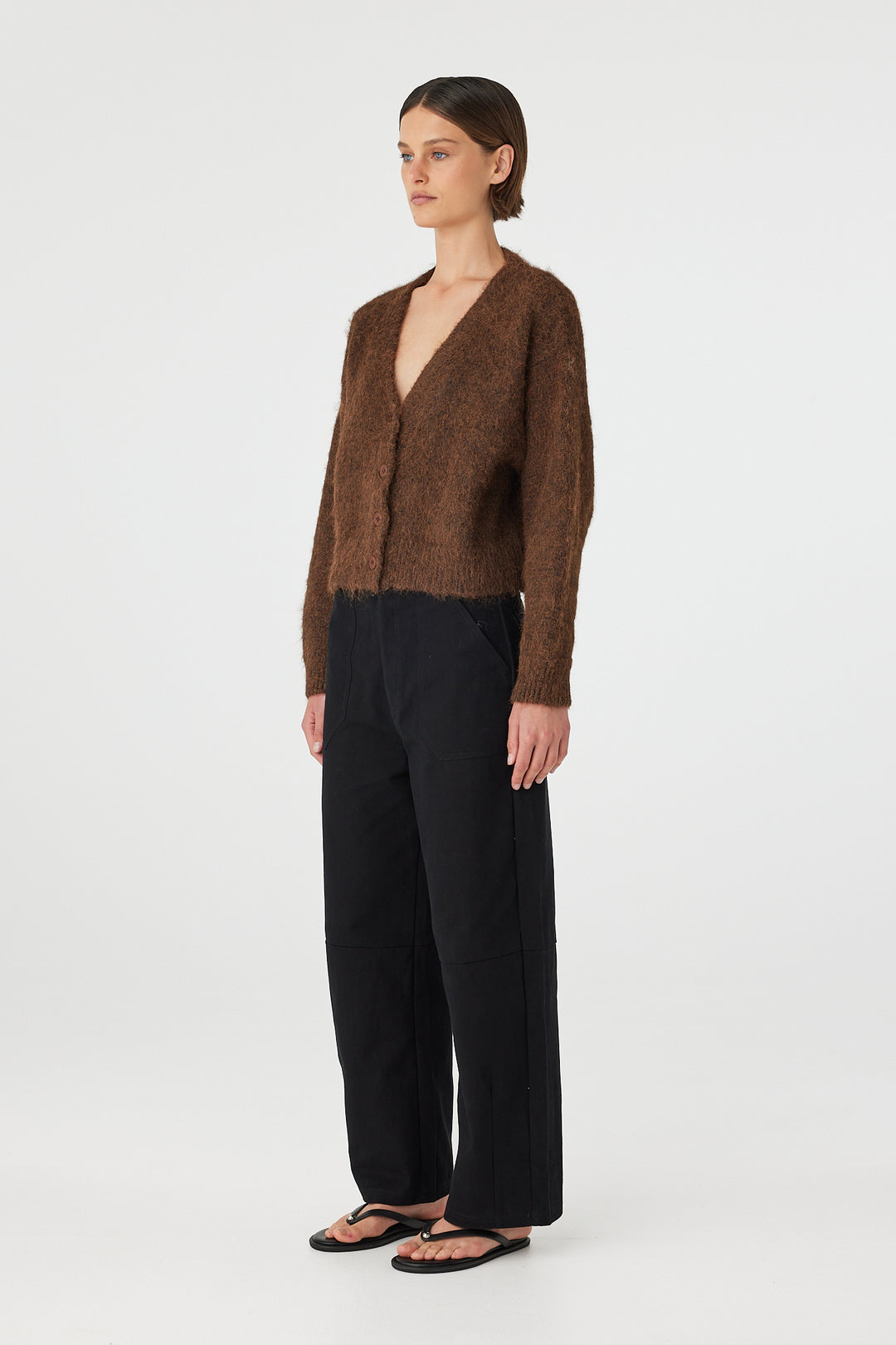 Liora Fluffy Cardigan - Espresso
