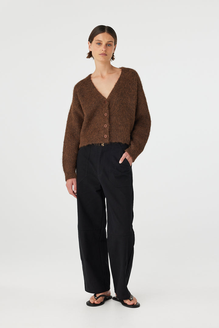Liora Fluffy Cardigan - Espresso