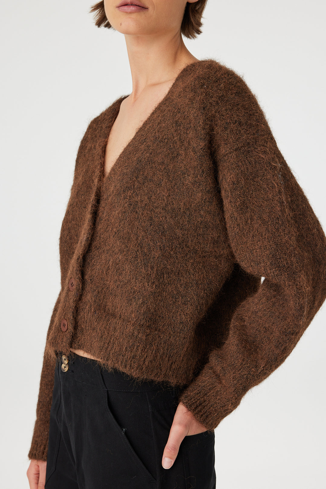 Liora Fluffy Cardigan - Espresso