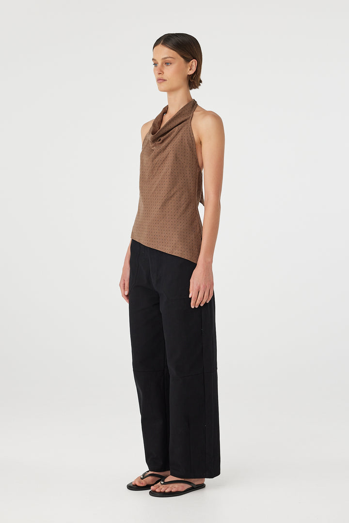 Alessia Top - Choc Polka Dot