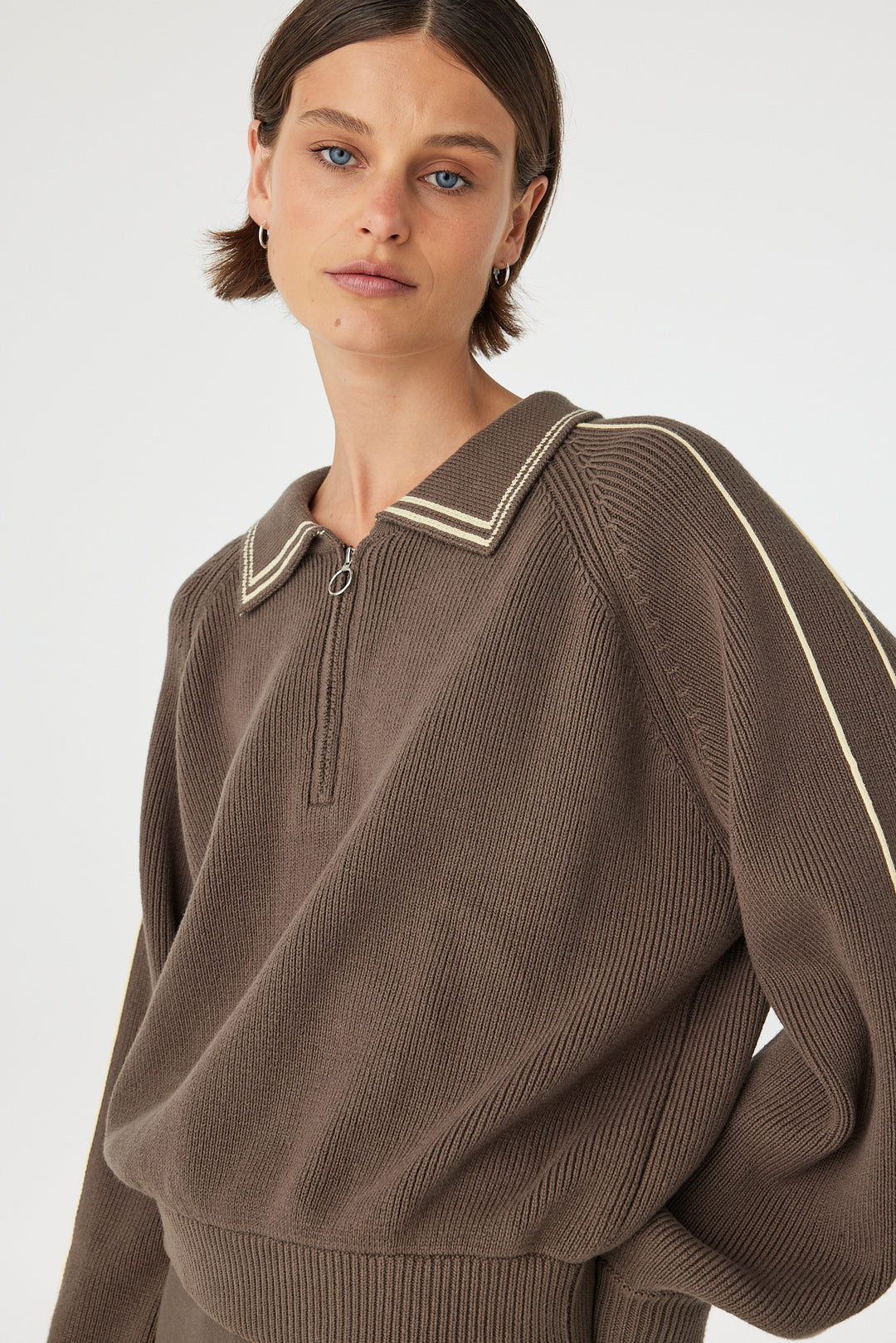 Nella Zip Sweater - Pavement and Butter