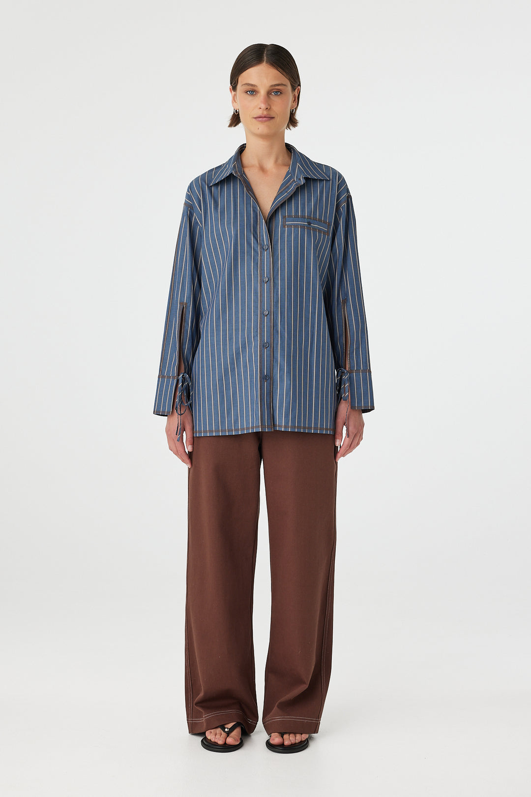 Blair Shirt - Muted Blue Stripe