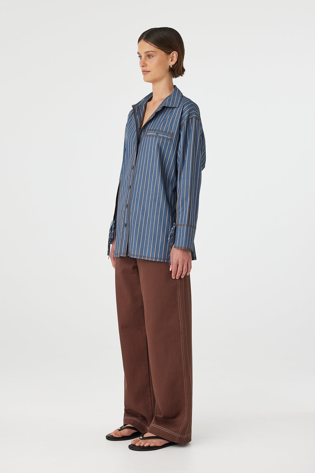 Blair Shirt - Muted Blue Stripe