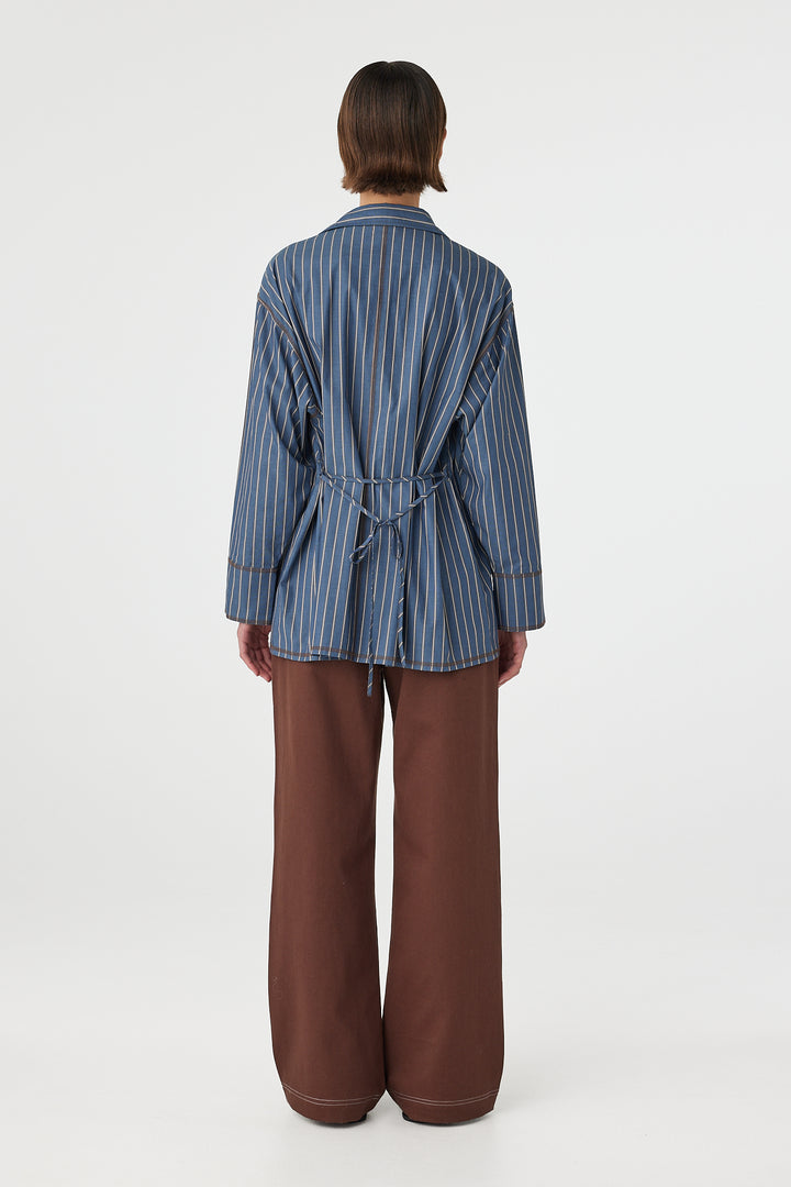 Blair Shirt - Muted Blue Stripe