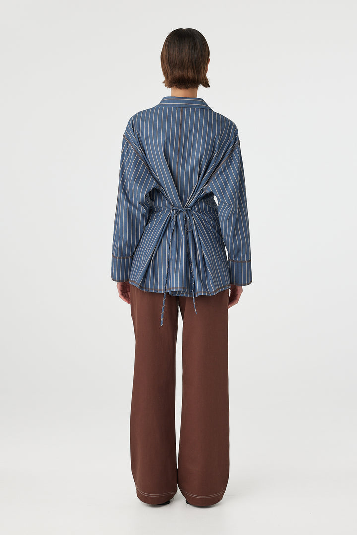 Blair Shirt - Muted Blue Stripe