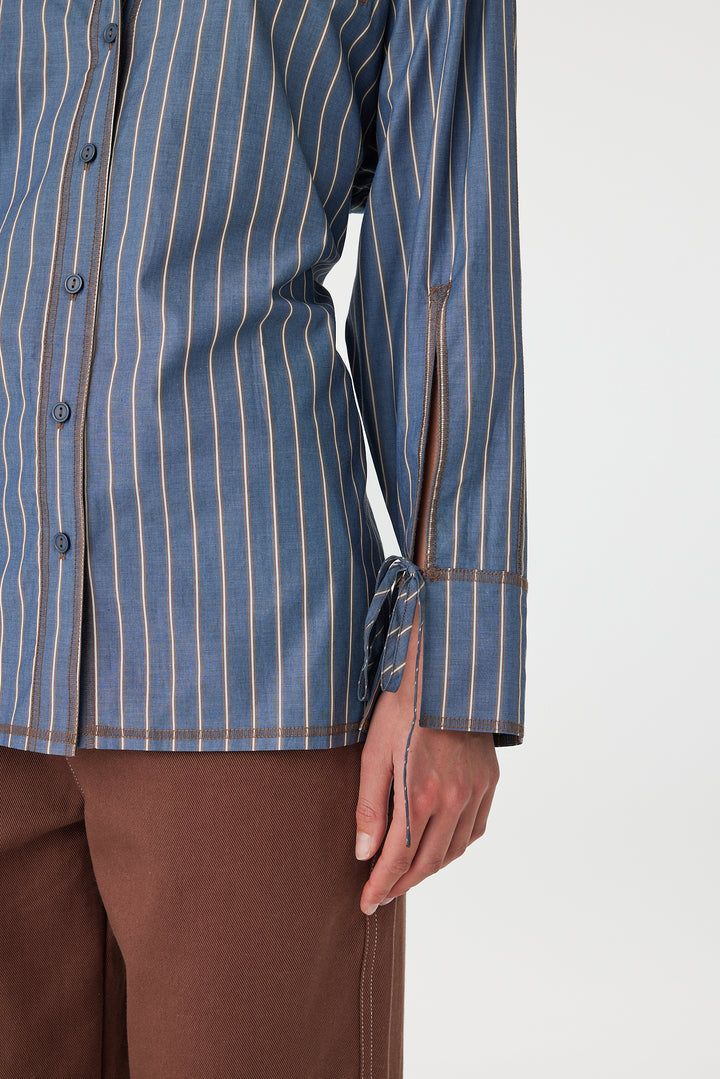Blair Shirt - Muted Blue Stripe