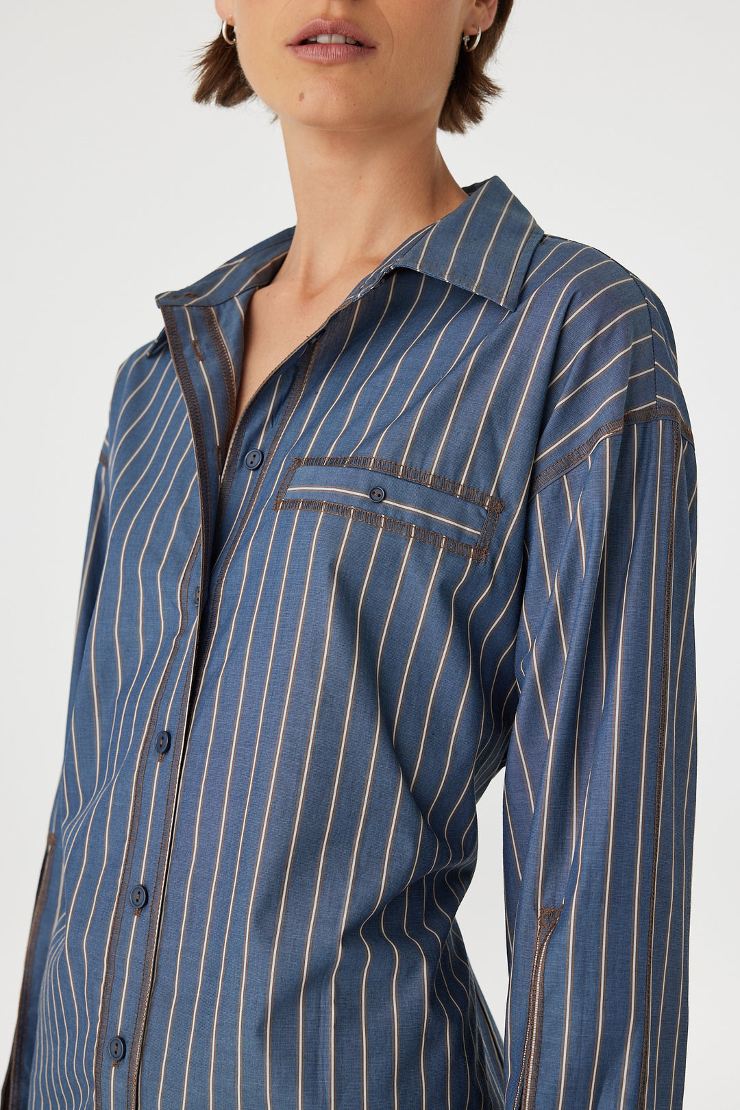 Blair Shirt - Muted Blue Stripe