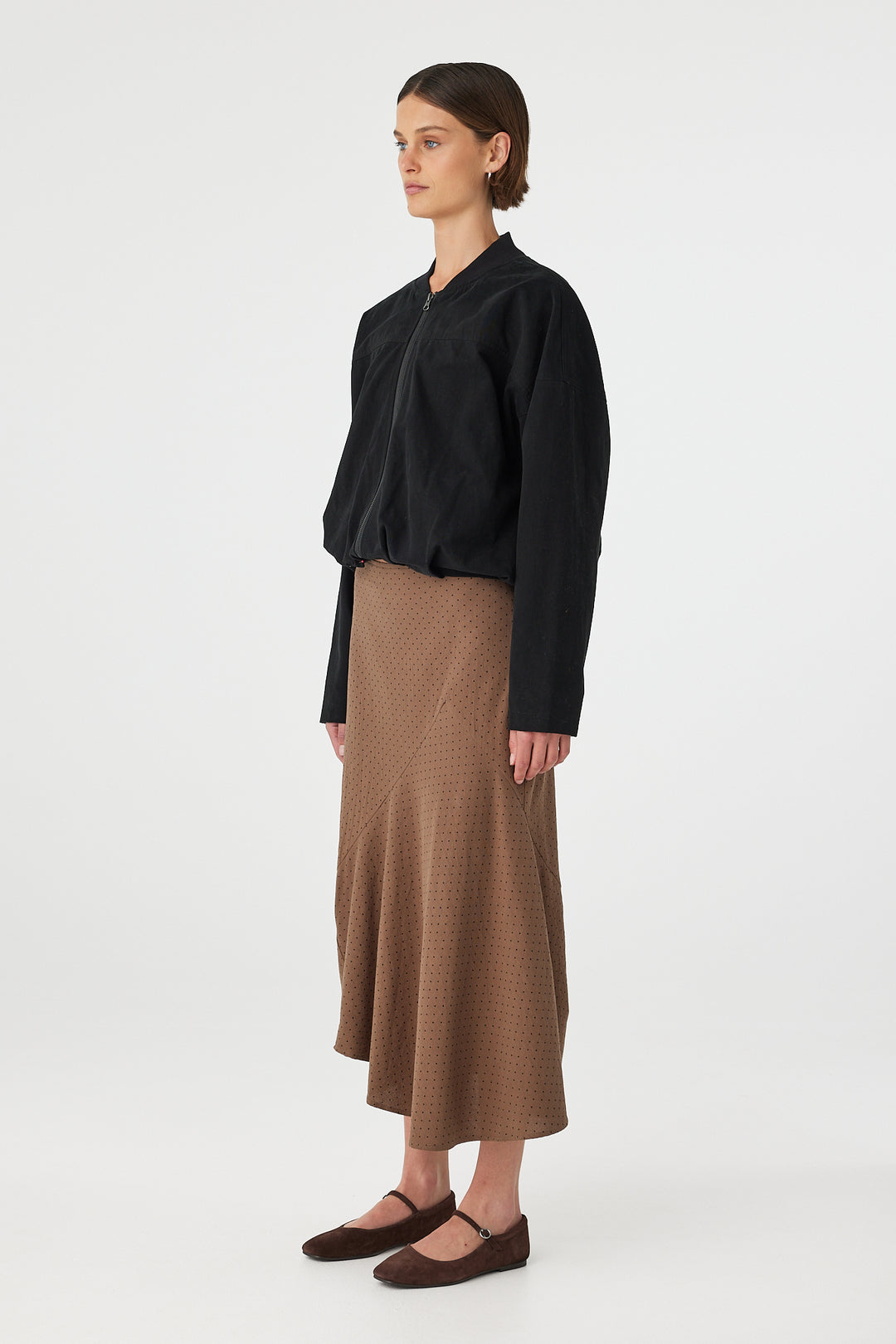 Alessia Skirt - Choc Polka Dot