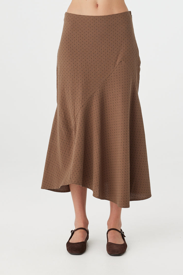 Alessia Skirt - Choc Polka Dot