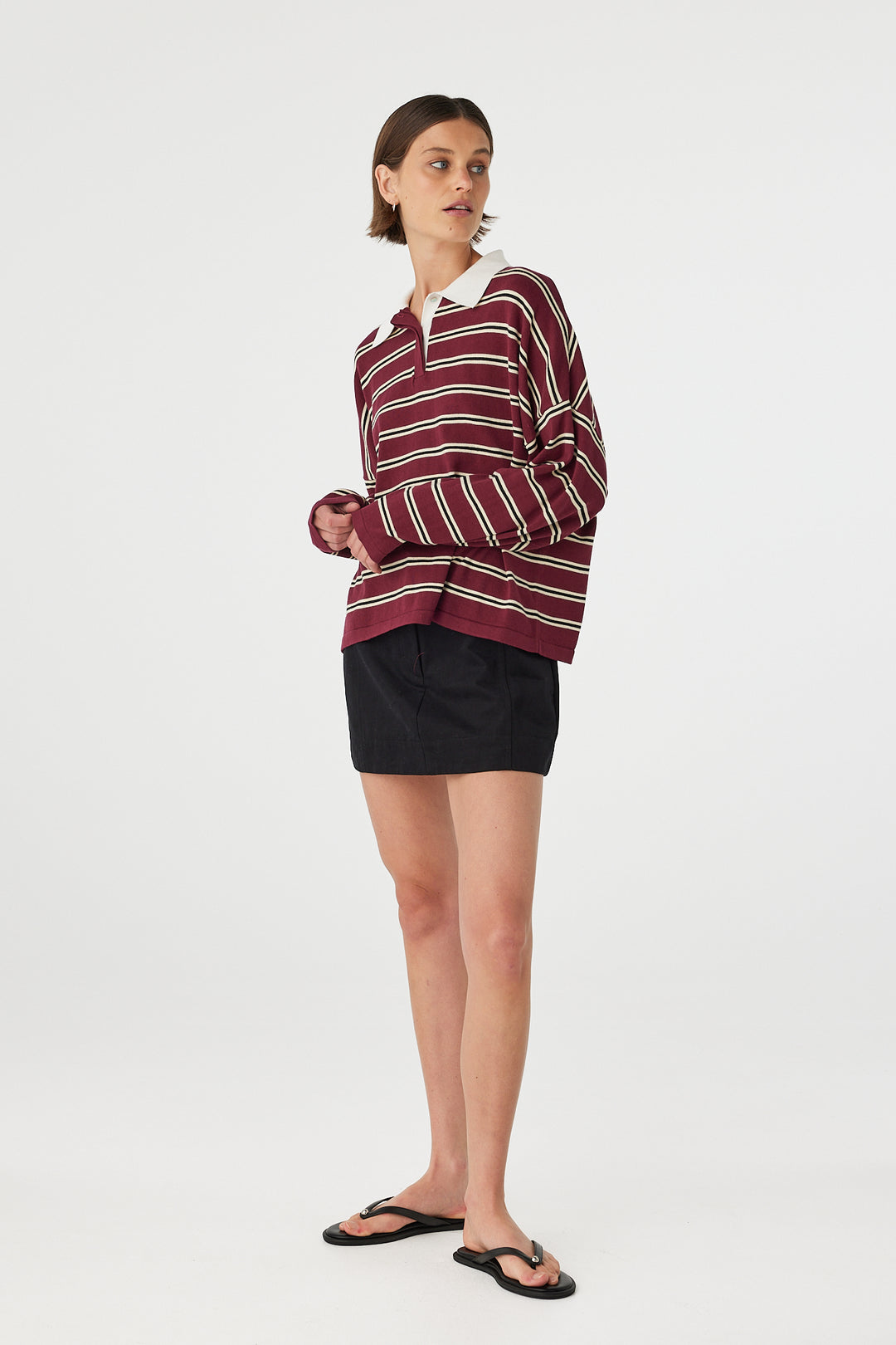 Rayne Knit Jersey - Merlot Stripe