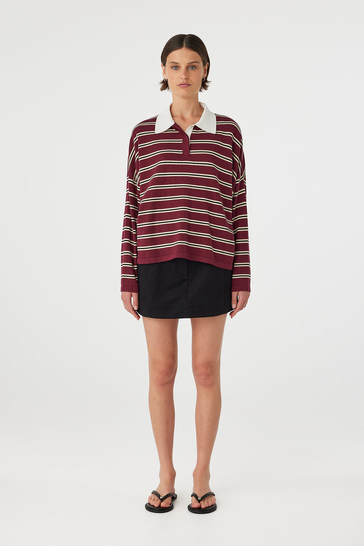 Rayne Knit Jersey - Merlot Stripe