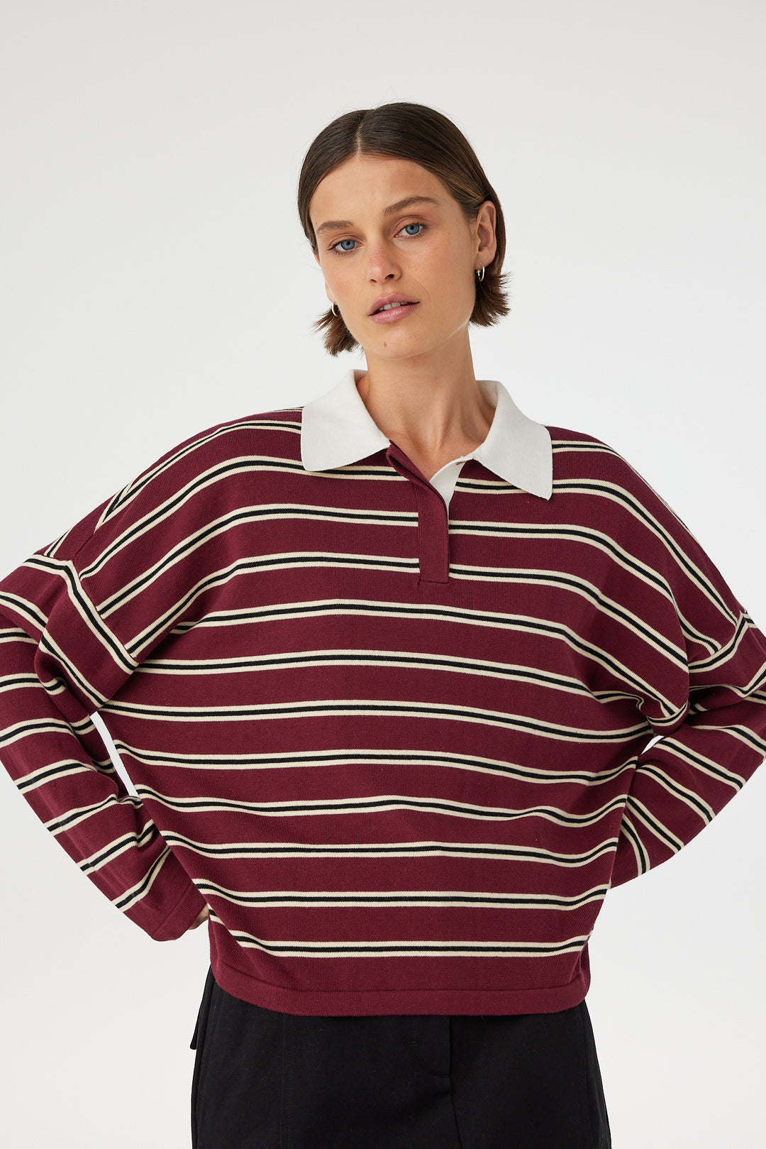Rayne Knit Jersey - Merlot Stripe