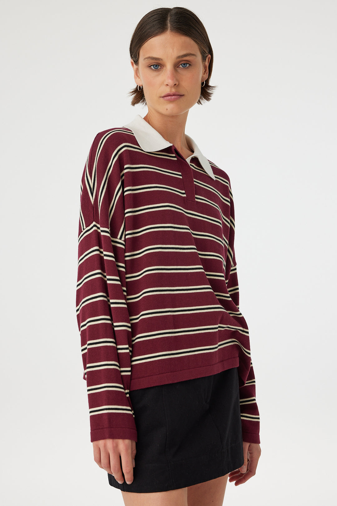 Rayne Knit Jersey - Merlot Stripe