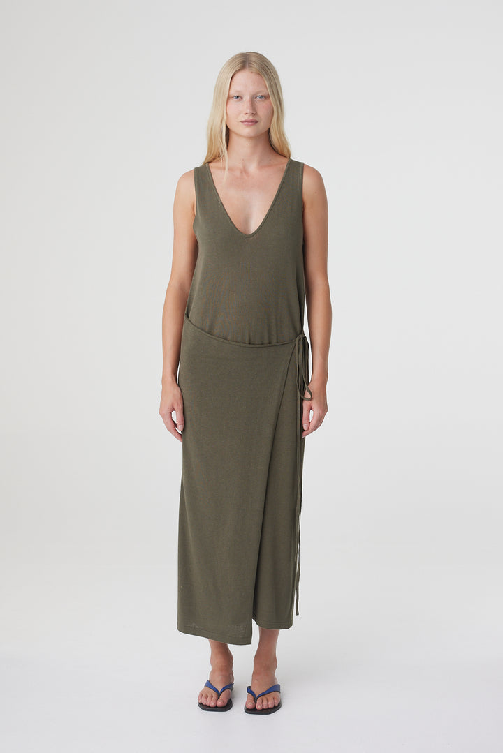 Sarina Wrap Maxi Dress - Smokey Olive