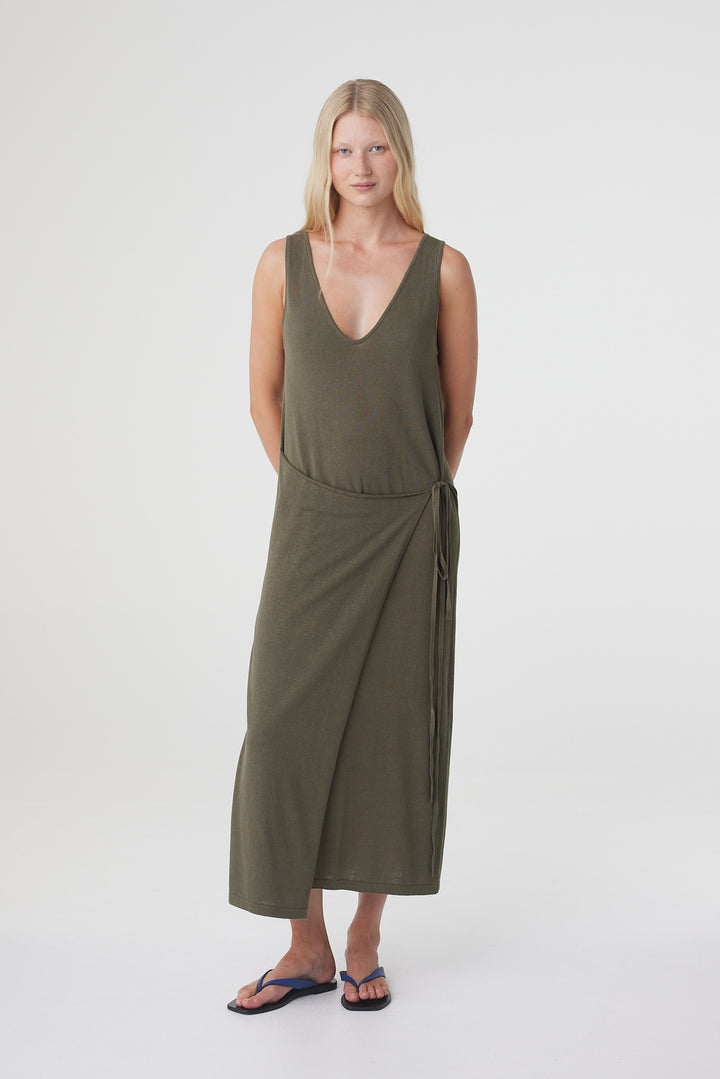 Sarina Wrap Maxi Dress - Smokey Olive