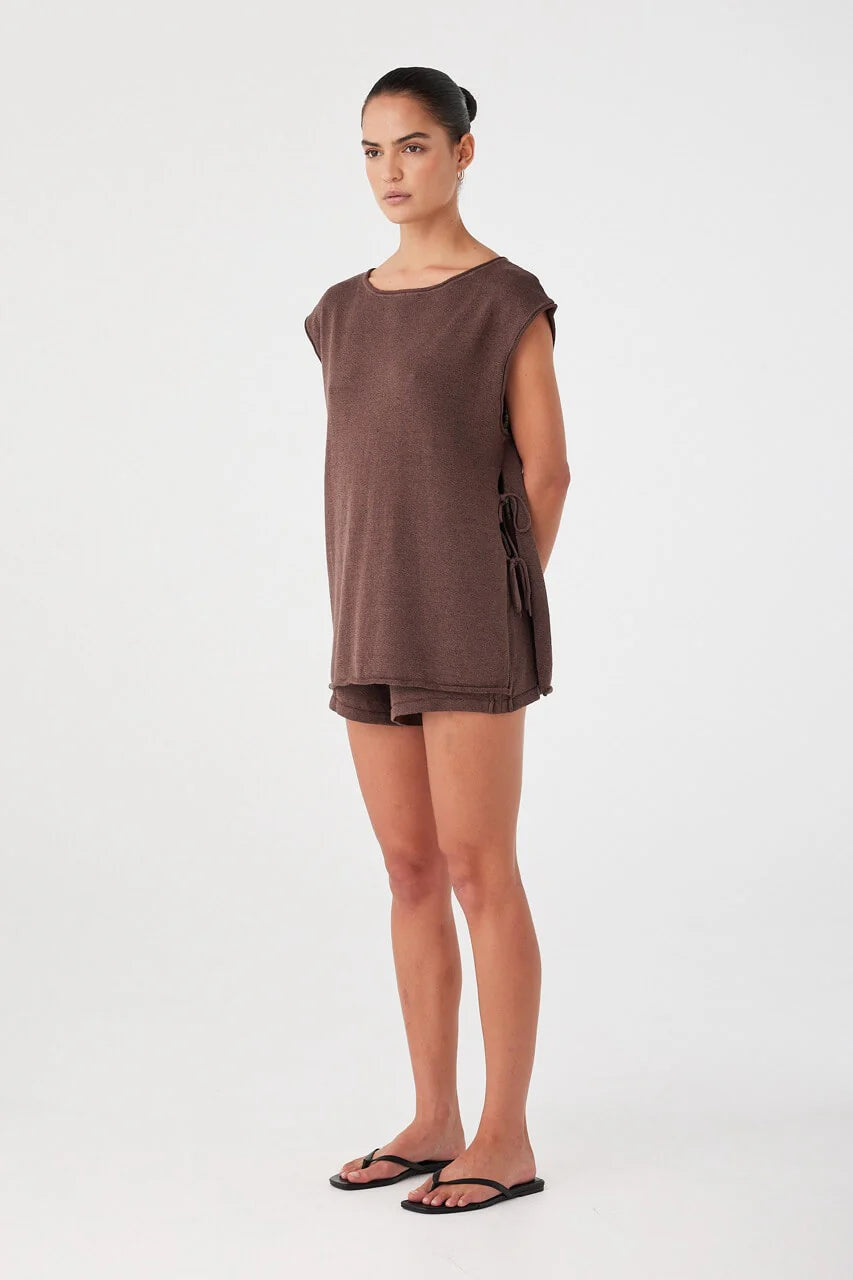Poppy Tie Side Top - Espresso