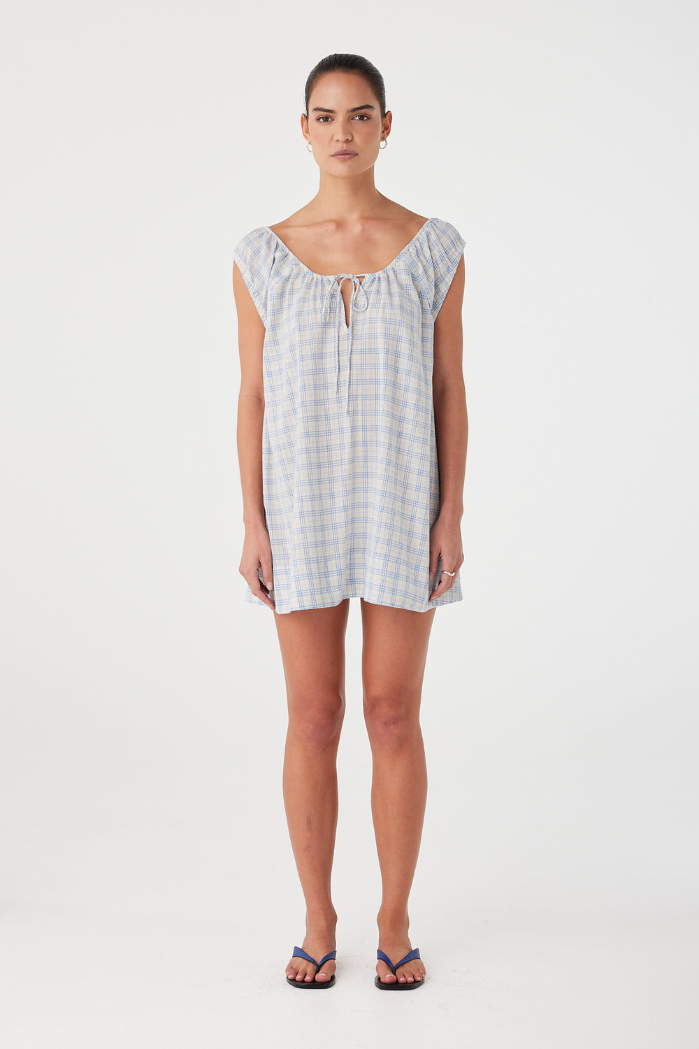 Camille Dress - Powder Blue Check