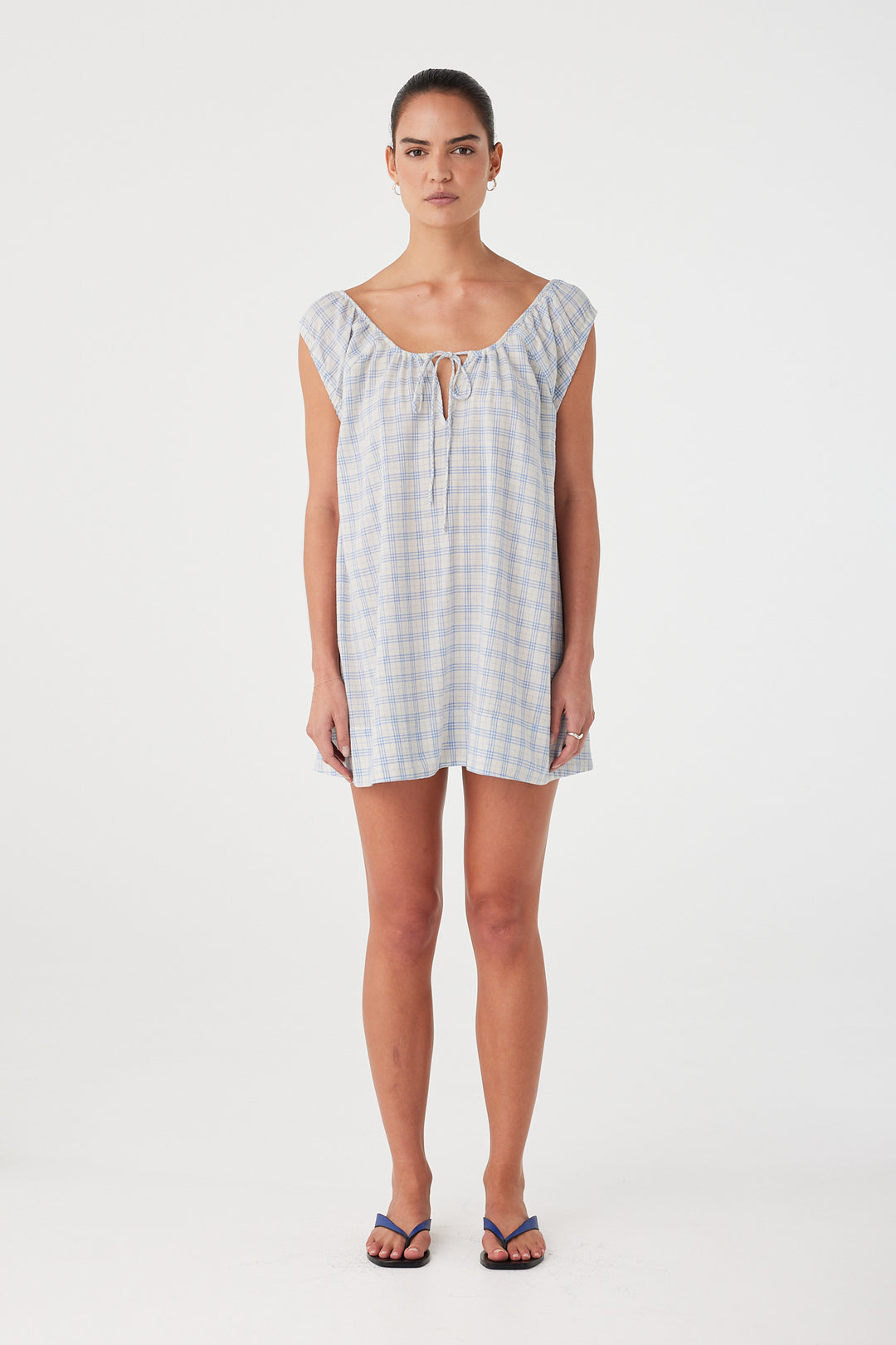 Camille Dress - Powder Blue Check