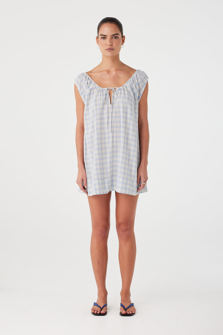 Camille Dress - Powder Blue Check