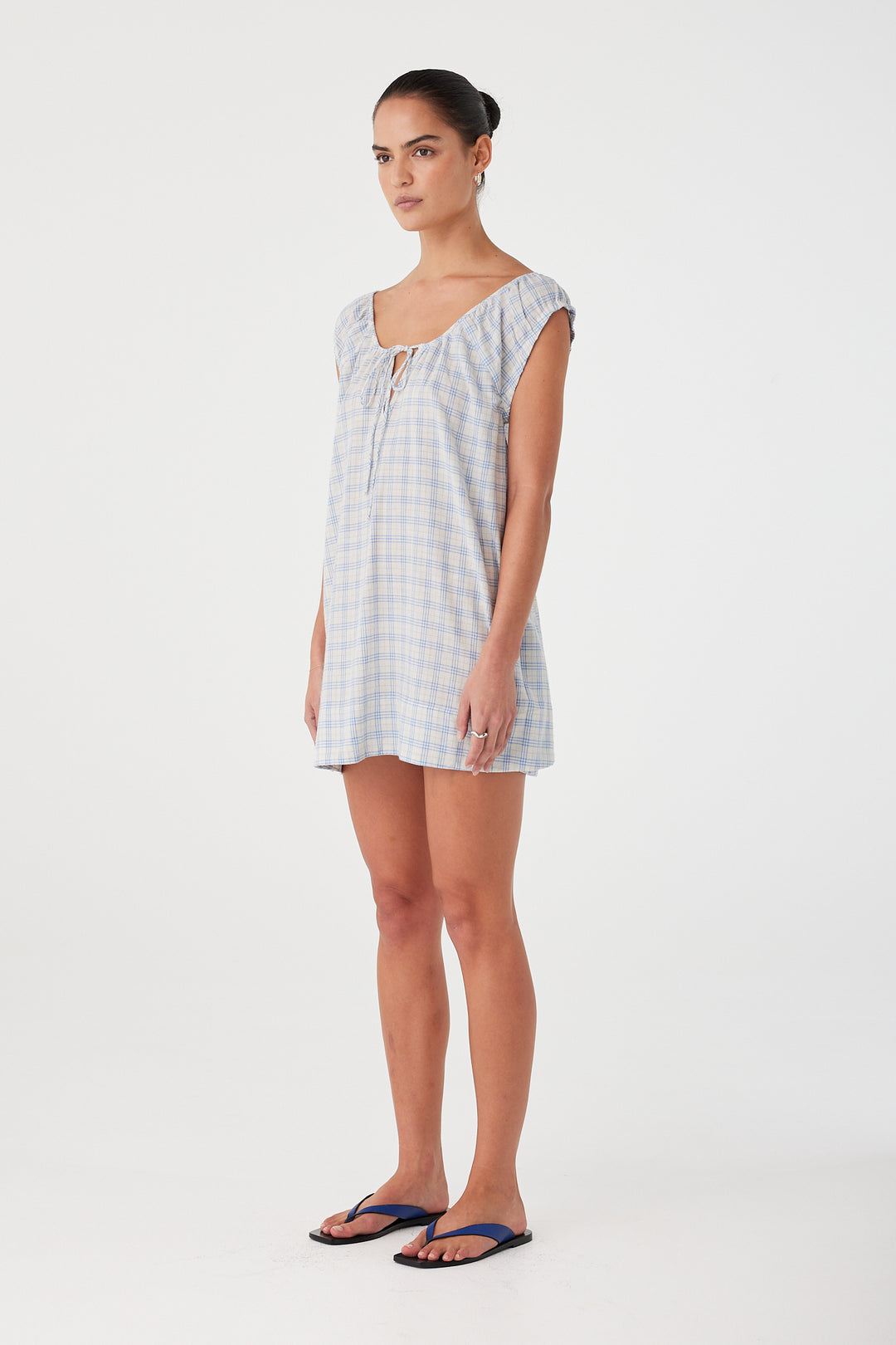 Camille Dress - Powder Blue Check
