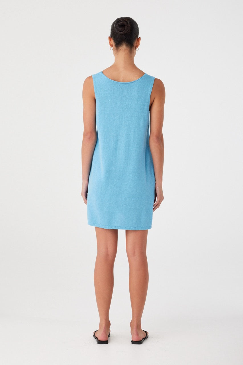 Poppy Mini Dress - Cyan