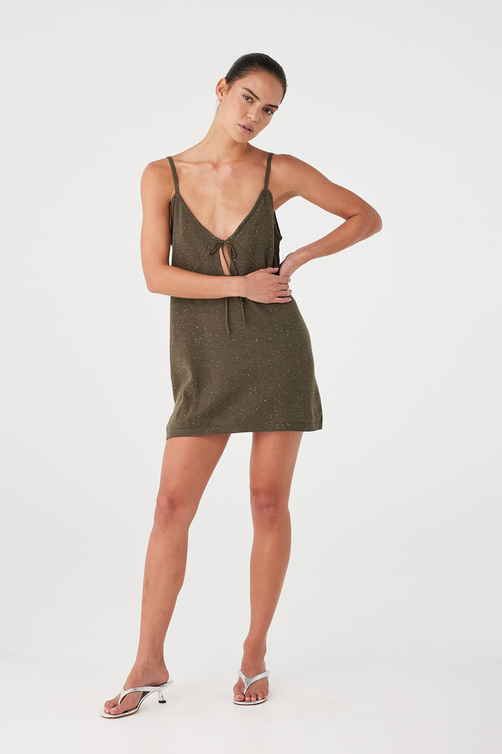 Mira Dress - Olive Sparkle